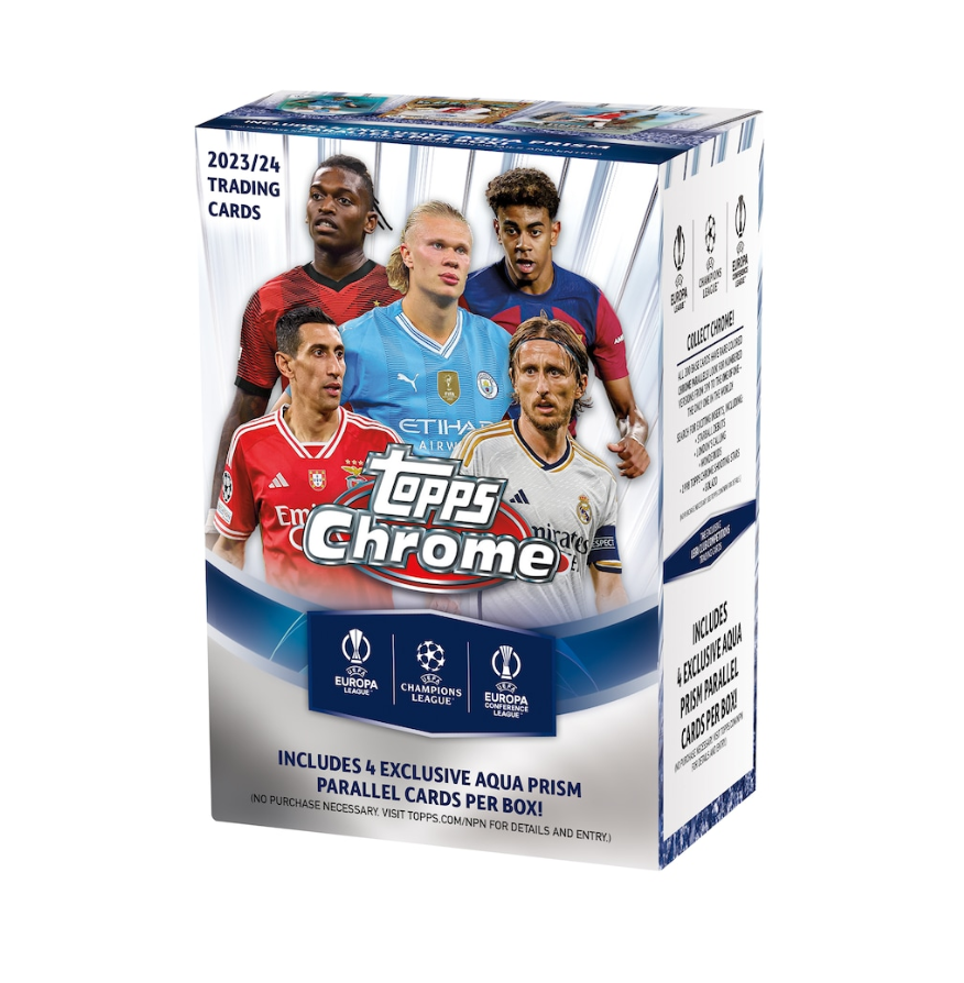 2023-24ToppsChromeUEFAClubCompetitionsSoccerBlasterBox 2023-24 Topps Chrome UEFA Club Competitions Soccer Blaster 40-Box Case - Image 1