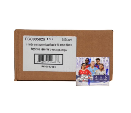 2023-24 Topps Chrome UEFA Club Competitions Soccer Hobby Jumbo 8-Box Case