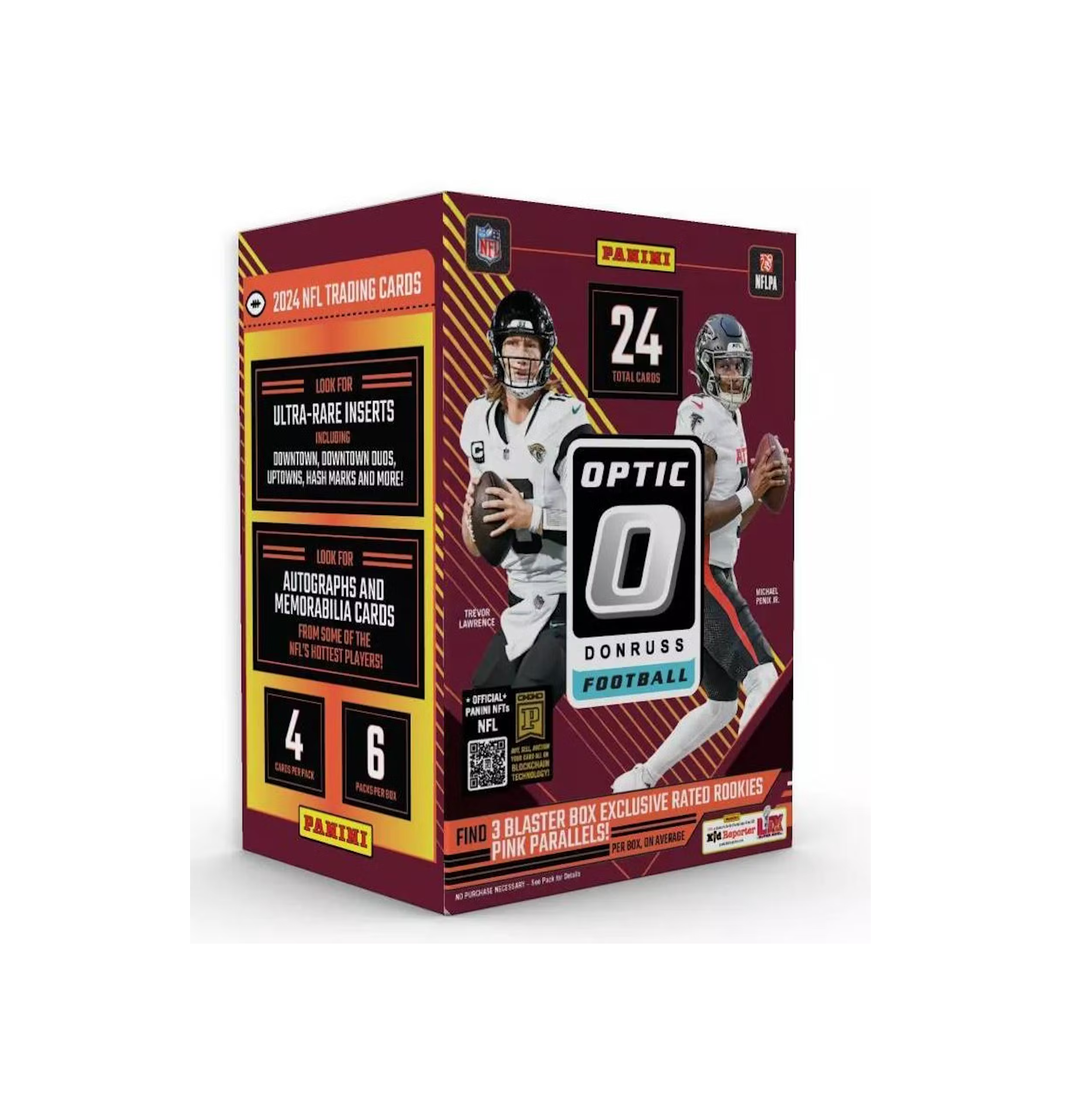 2024PaniniDonrussOpticFootballBlasterBox_PinkParallels 2024 Panini Donruss Optic Football Blaster 20-Box Case (Pink Parallels) - Image 1