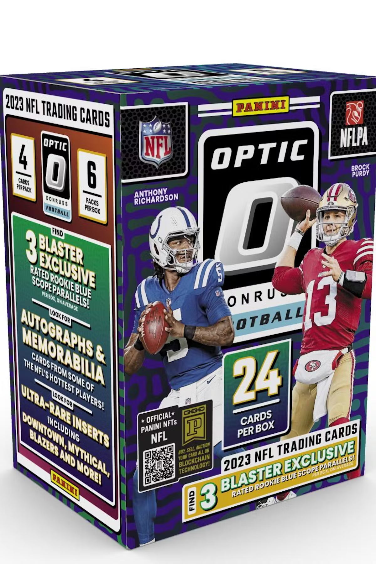 23opticfb_hobbyblaster_jpg 2023 Panini Donruss Optic Football 6-Pack Hobby Blaster Box (Blue Scope Parallels) - Image 1