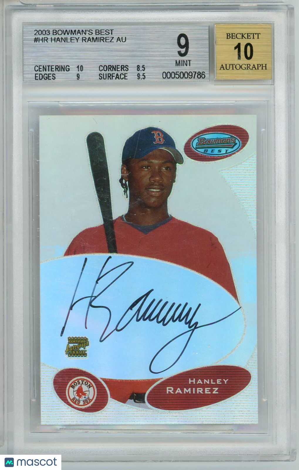 248ca806-d6e8-466e-ba02-08e31dea641a-watermark-V2 2003 Bowman's Best Hanley Ramirez FY #HR BGS 9 - Image 1