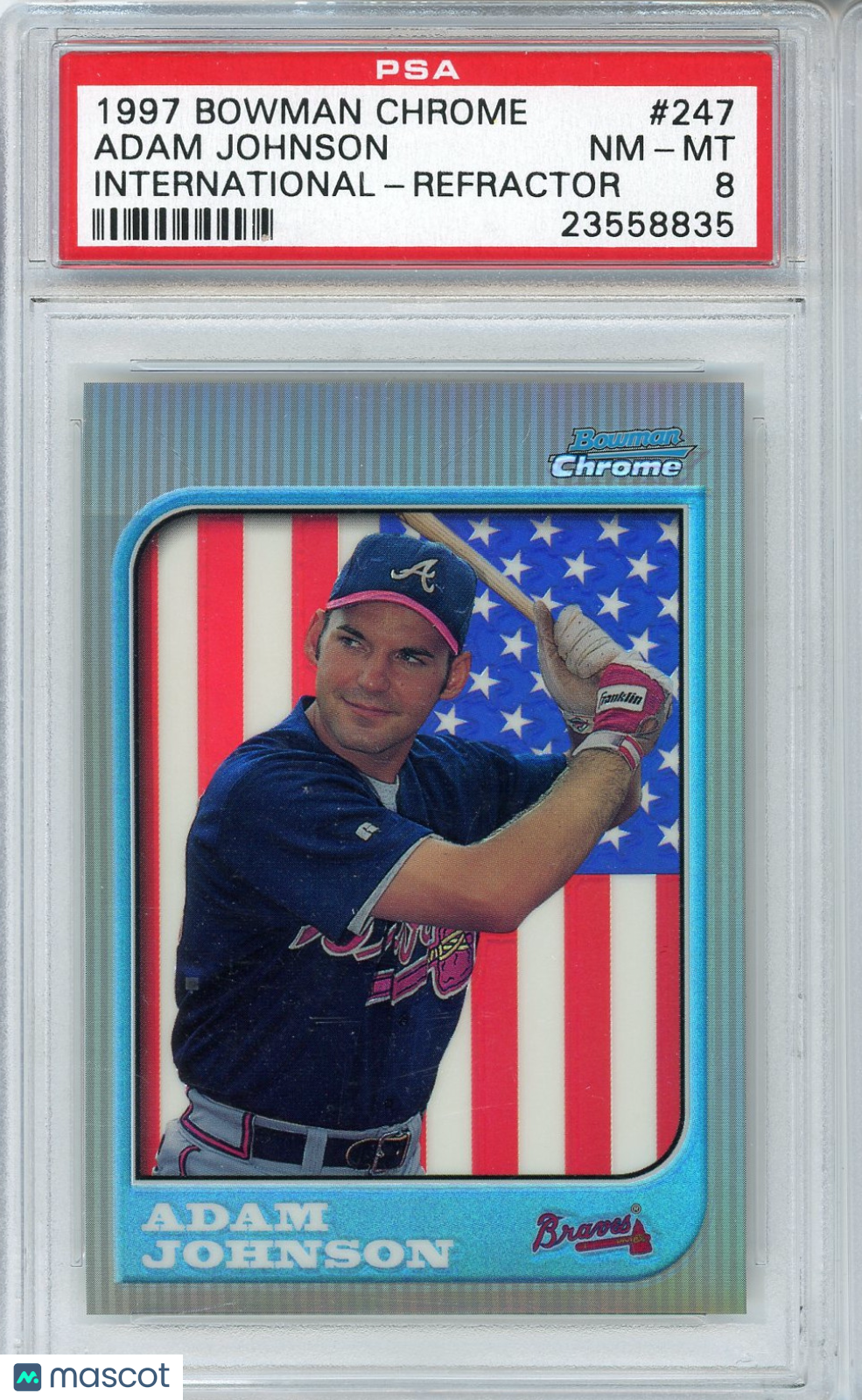 4e2f0db3-edfc-4e10-bee0-36c1905d0068-watermark-V2 1997 Bowman Chrome International Adam Johnson #247 PSA 8 - Image 1