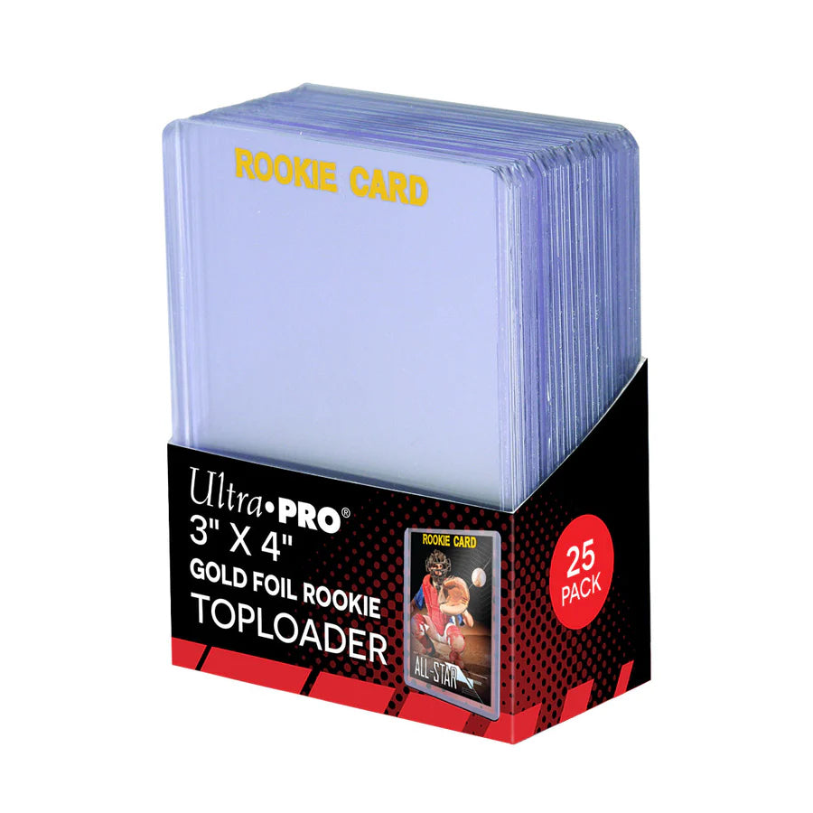 81180_Display_TL_GoldFoilRookie_jpg Ultra Pro 3" x 4" Clear "Rookie Gold" Toploaders (25ct) - Image 1