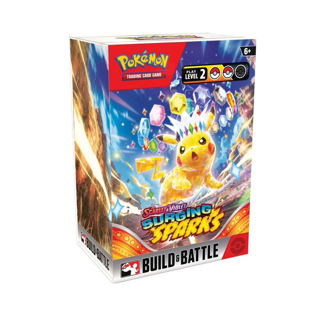 PokemonScarlet_VioletSurgingSparksBuild_BattleKit1 Pokemon Scarlet & Violet Surging Sparks Build & Battle Deck 6-Box Case - Image 1
