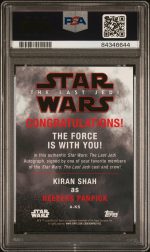 2018 Topps Star Wars The Last Jedi Series 2-Autograph Kiran Shah #AKS PSA 10 - Image 2
