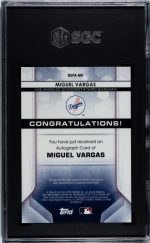 2020 Bowman Sterling Miguel Vargas #BSPA-MV Prospect Autograph Blue Refractor SGC 10 Auto 10 - Image 2