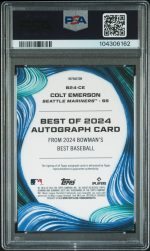 2024 Bowman's Best Best Of 2024 Autographs Colt Emerson #B24CE PSA 9 - Image 2