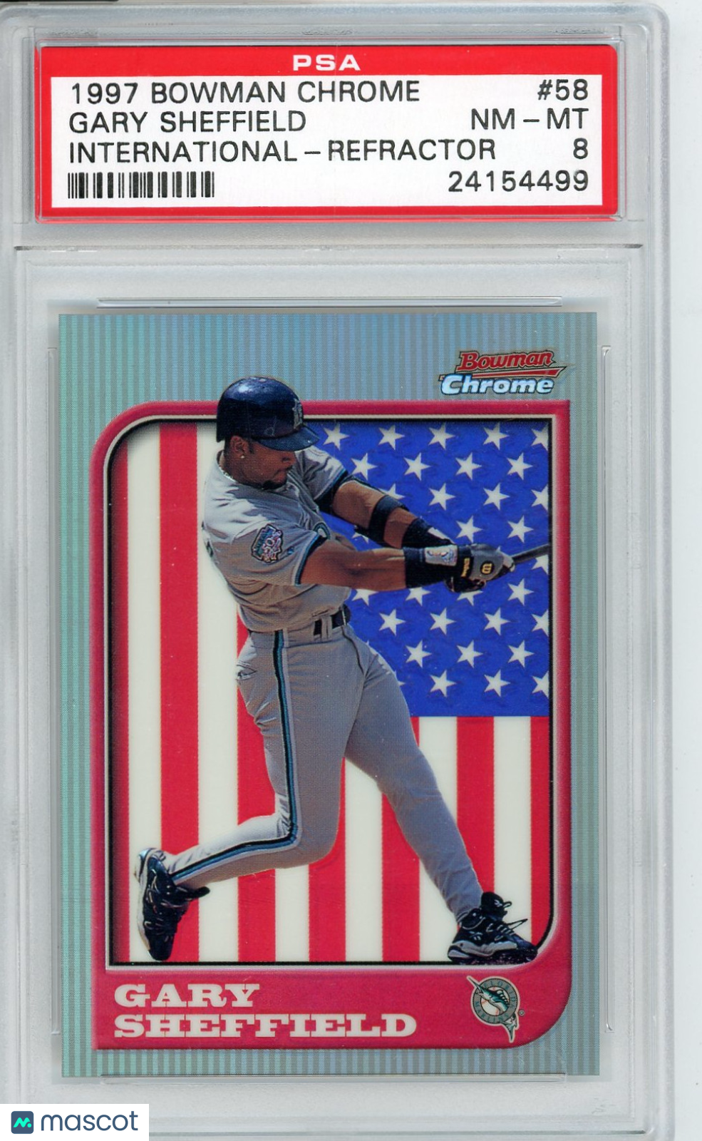 e4066ad1-2f86-4650-bc99-2f59771a5e58-watermark-V2 1997 Bowman Chrome International Gary Sheffield #58 PSA 8 - Image 1