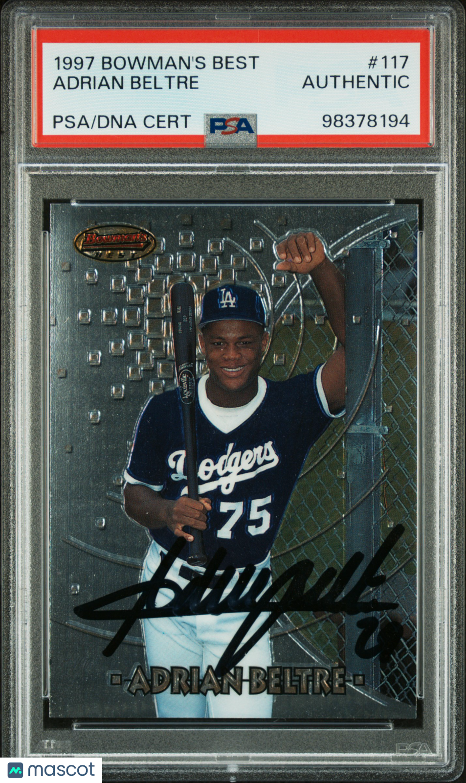 front-watermark-V2_0169ab18-9dc3-48db-a9fa-d438d4eb6d68 1997 Bowman's Best Adrian Beltre #117 PSA A - Image 1