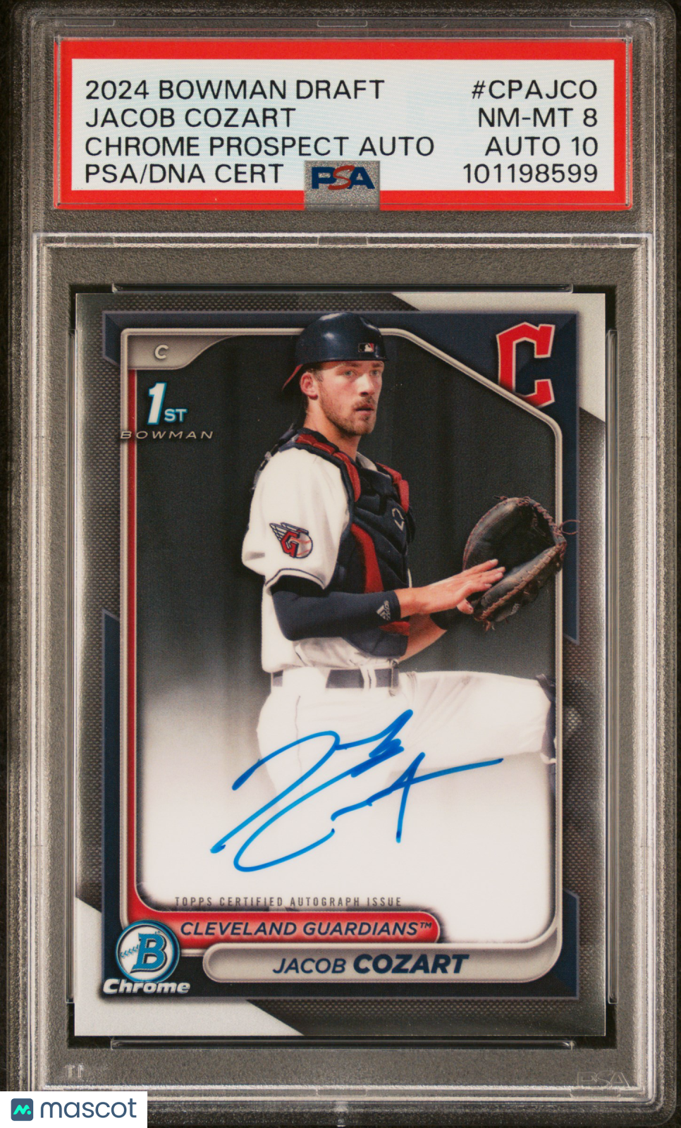 front-watermark-V2_031b1109-9084-428c-96c8-05d0903c440a 2024 Bowman Draft Chrome Prospect Autographs Jacob Cozart #CPAJCO PSA 8 - Image 1