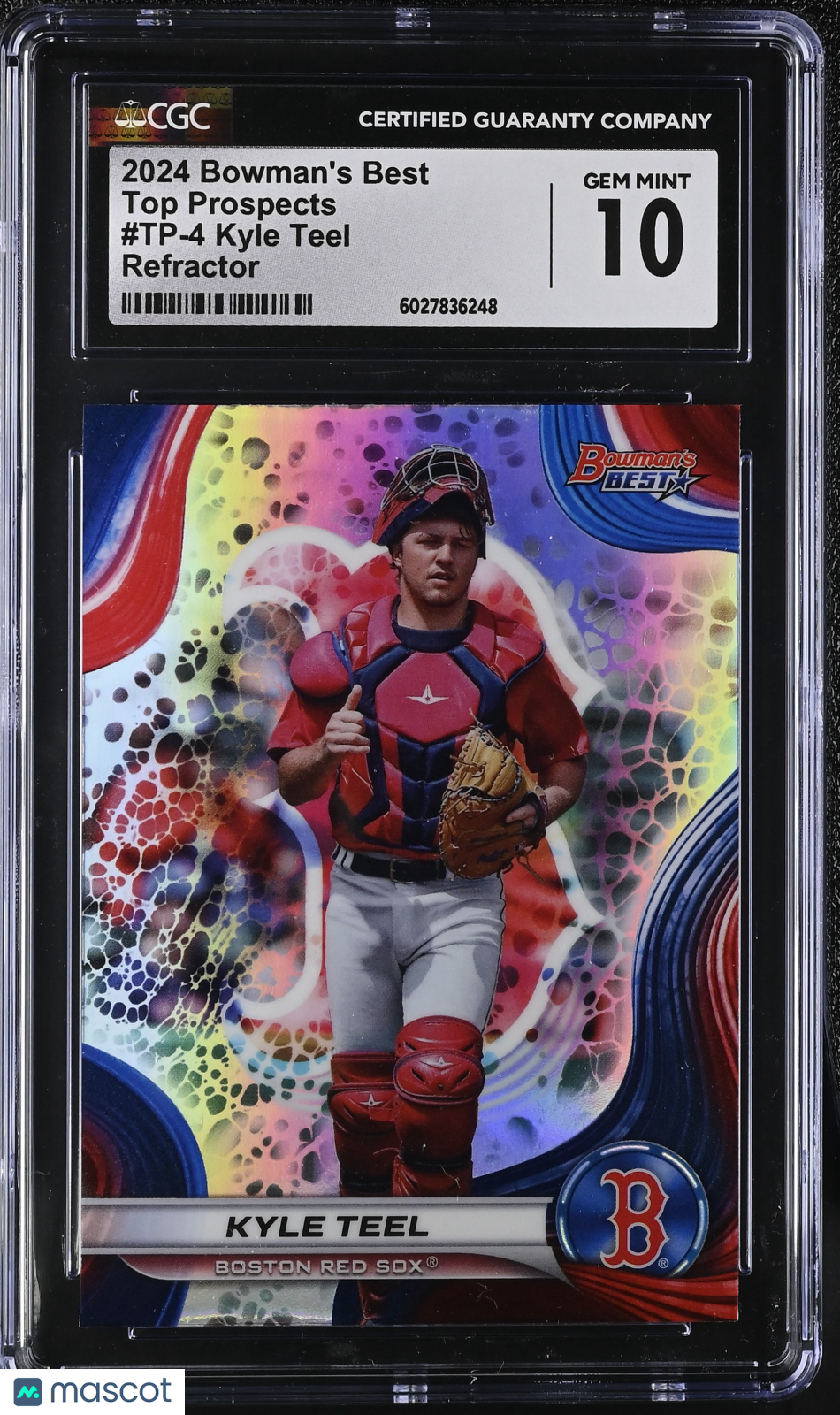 front-watermark-V2_05e55eaf-d596-45ff-8eb7-9113a6d21d75 2024 Best Kyle Teel #TP-4 Top Prospects CGC 10 - Image 1