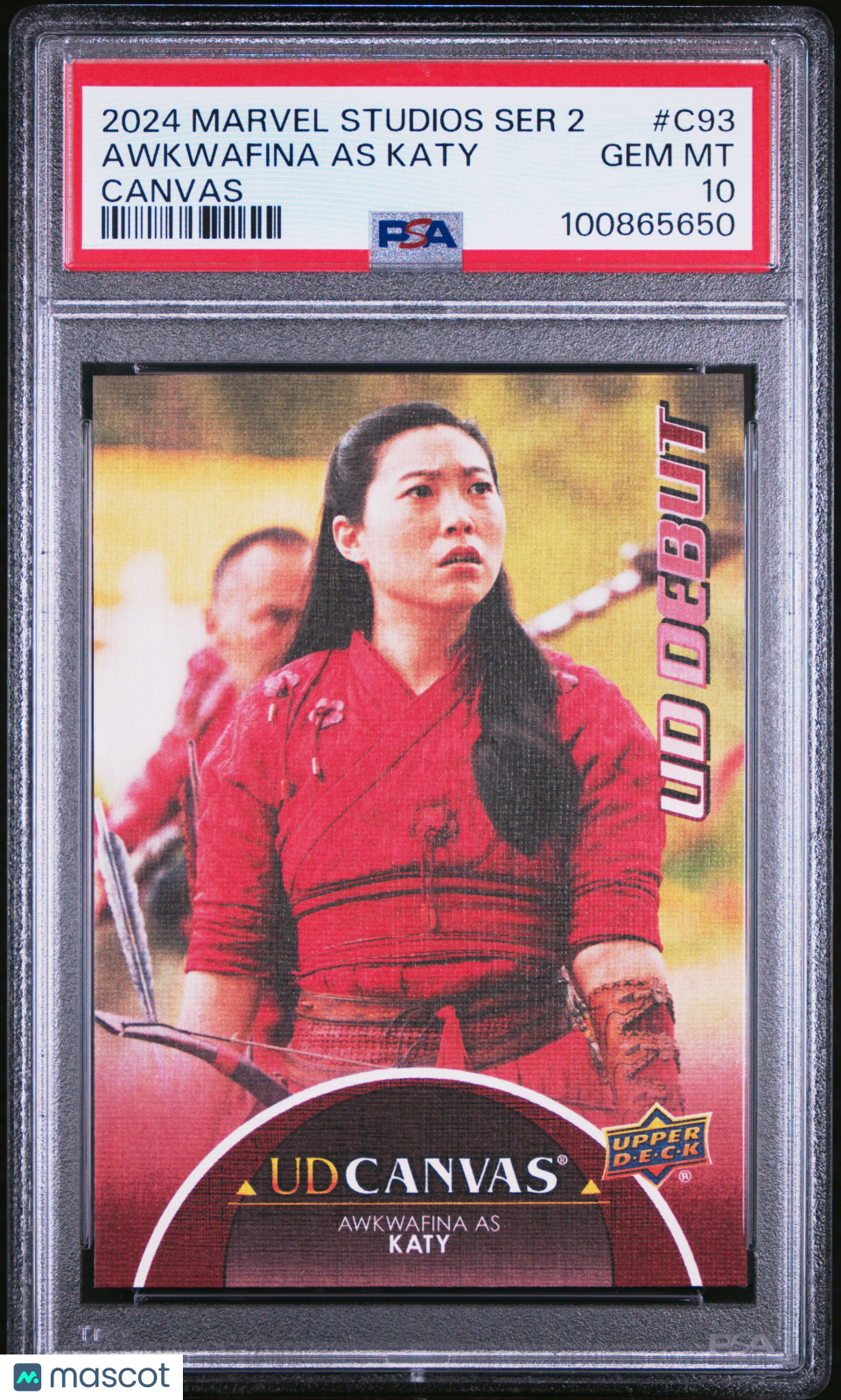 front-watermark-V2_0b50f85c-dedf-45b0-93f8-88cb6fce3bd6 2024 Upper Deck Marvel Studios Series 2 Katy Awkwafina #C93 PSA 10 - Image 1