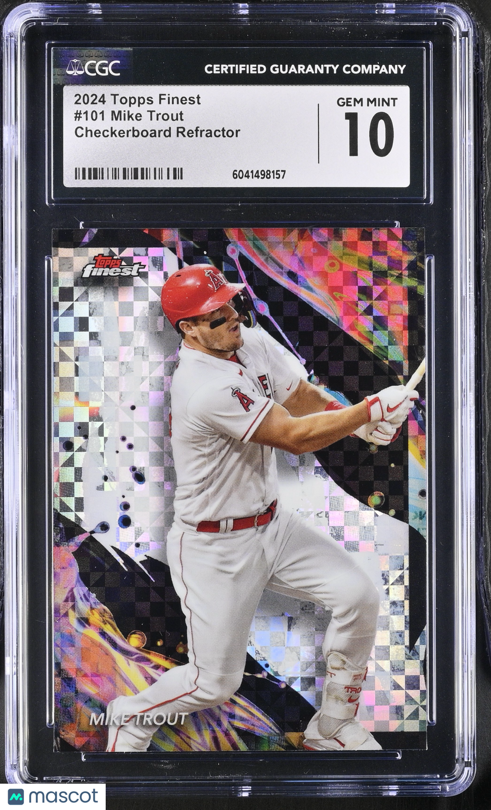 front-watermark-V2_1378f54e-cad0-4553-a490-7f86c6916b6d 2024 Topps Finest Mike Trout #101 Checkerboard Refractor CGC 10 - Image 1