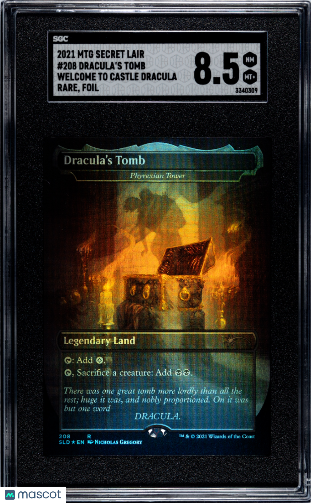front-watermark-V2_1638fdef-b0f0-4ddc-95d5-9c2f96951fe2 2021 Magic: The Gathering Dracula's Tomb #208 SGC 8.5 - Image 1