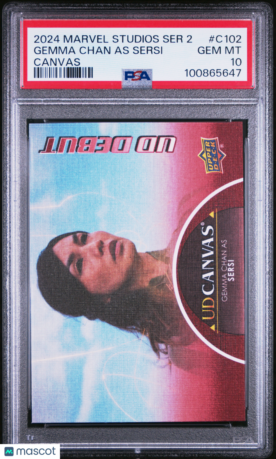front-watermark-V2_17e8037e-18c5-4c79-8914-81926f9ea491 2024 Upper Deck Marvel Studios Sersi Chan #C102 PSA 10 - Image 1