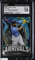 2024 Topps Finest Junior Caminero #A-8 Arrivals CGC 10