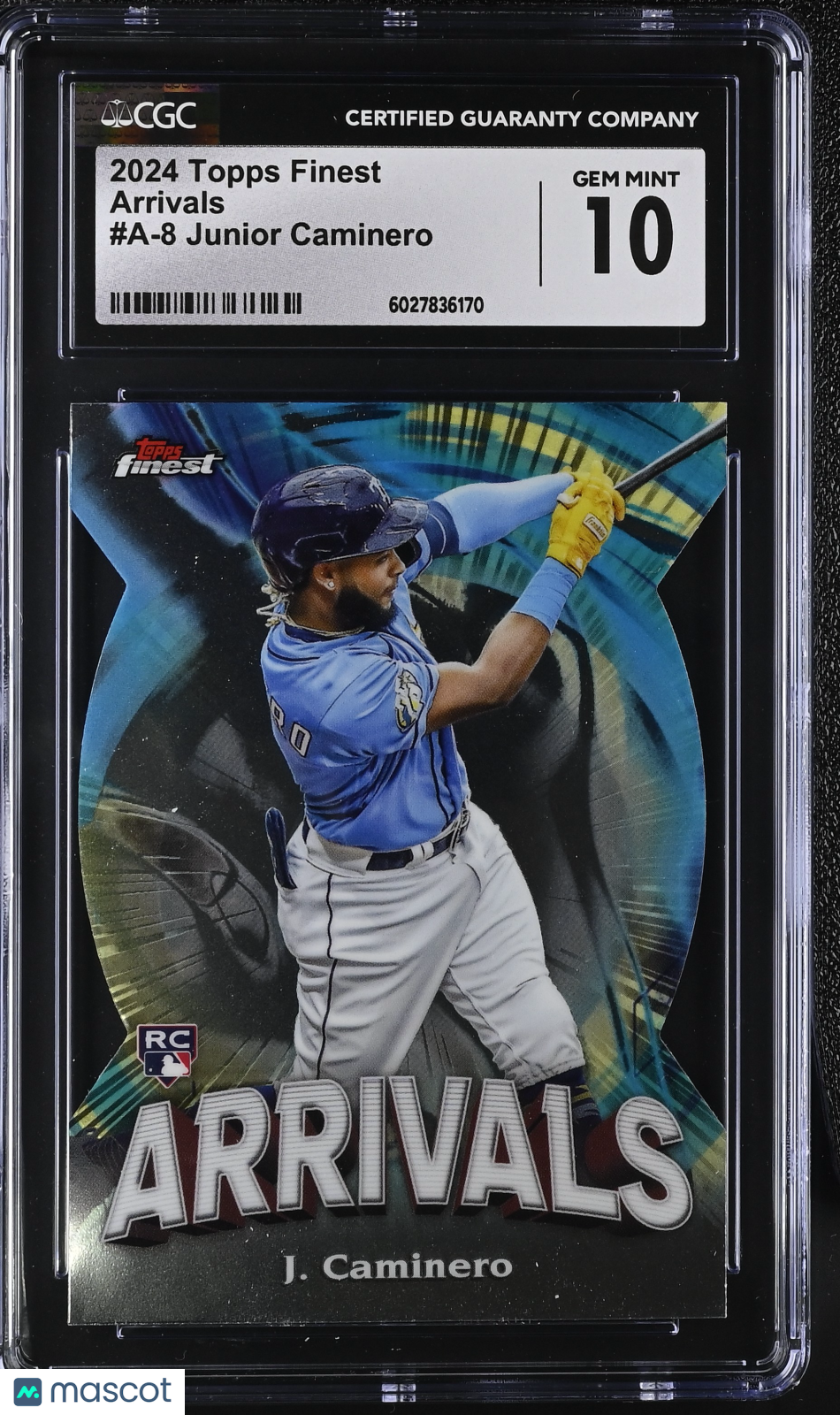 front-watermark-V2_17fd40a3-6f13-466a-a860-bbdb16e20377 2024 Topps Finest Junior Caminero #A-8 Arrivals CGC 10 - Image 1