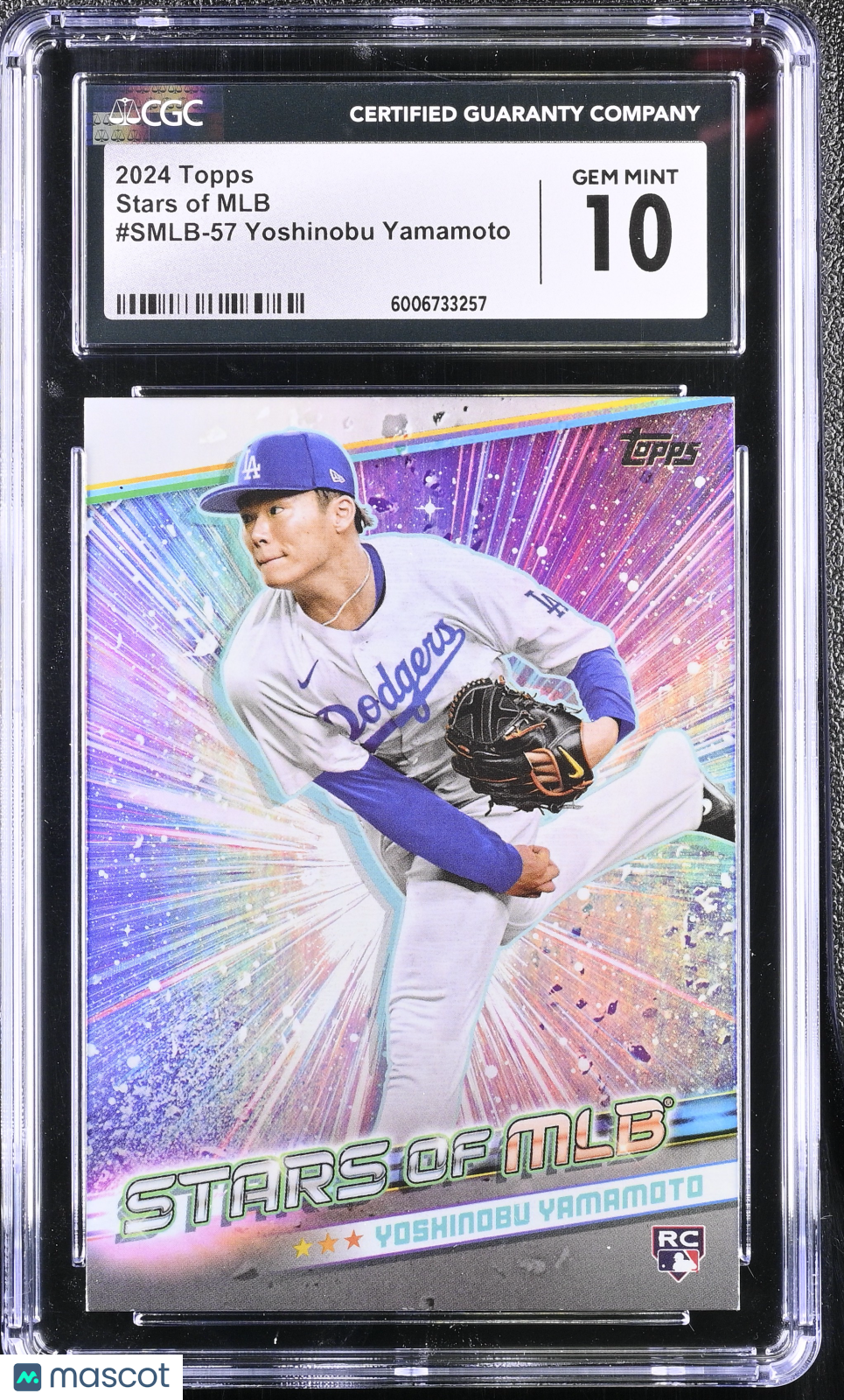front-watermark-V2_1ccd30d5-1db7-4352-a2fe-a6bb29a37072 2024 Topps Yoshinobu Yamamoto #SMLB-57 Stars of MLB CGC 10 - Image 1