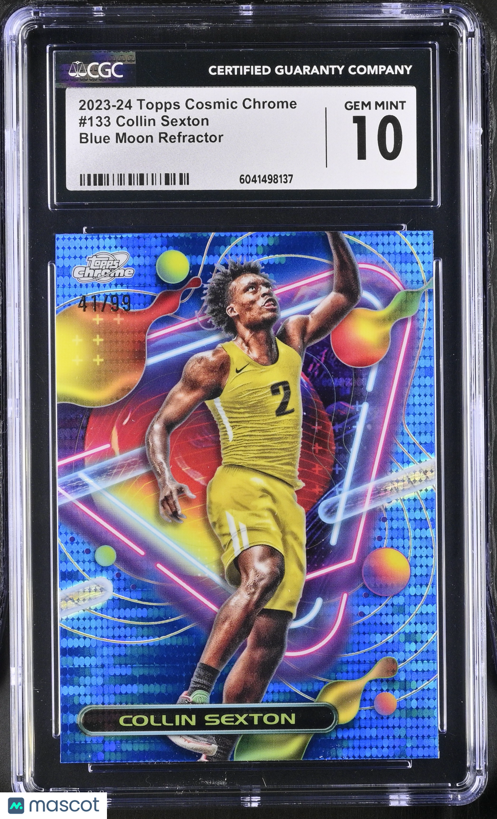 front-watermark-V2_2031564d-be1b-4eeb-8d83-3cc021802e54 2023-24 Topps Cosmic Chrome Collin Sexton #133 Blue Moon Refractor CGC 10 - Image 1