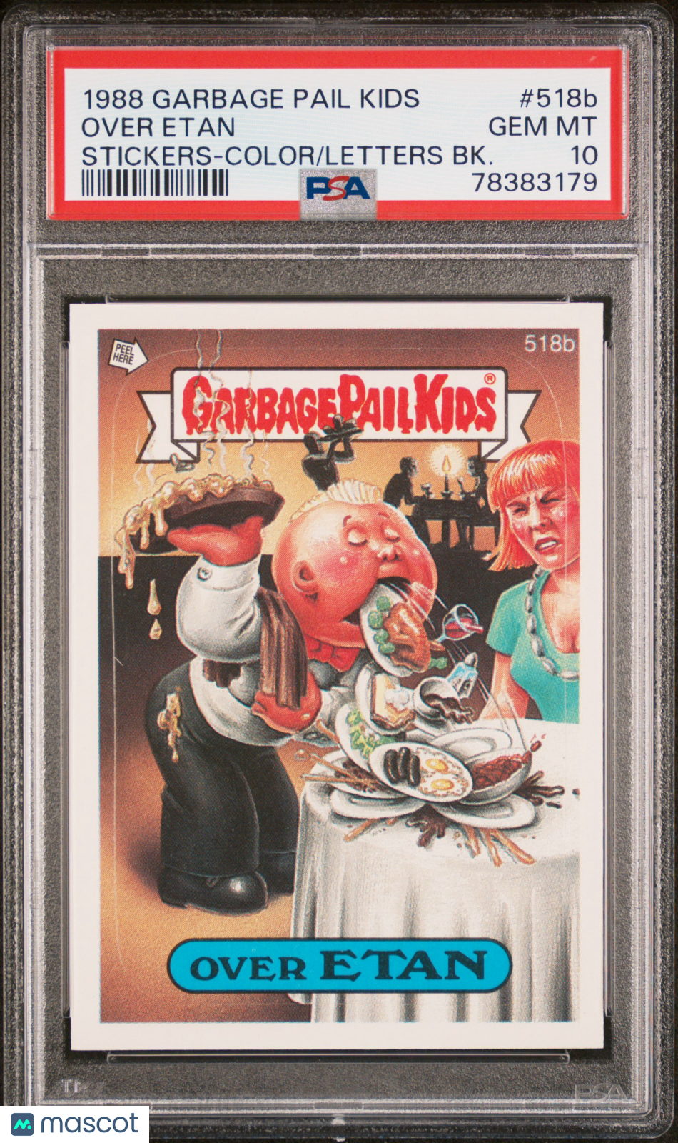 front-watermark-V2_20602d7e-b77c-47a6-9588-41bd5ee9b5be 1988 Garbage Pail Kids Stickers Over Etan #518b PSA 10 - Image 1