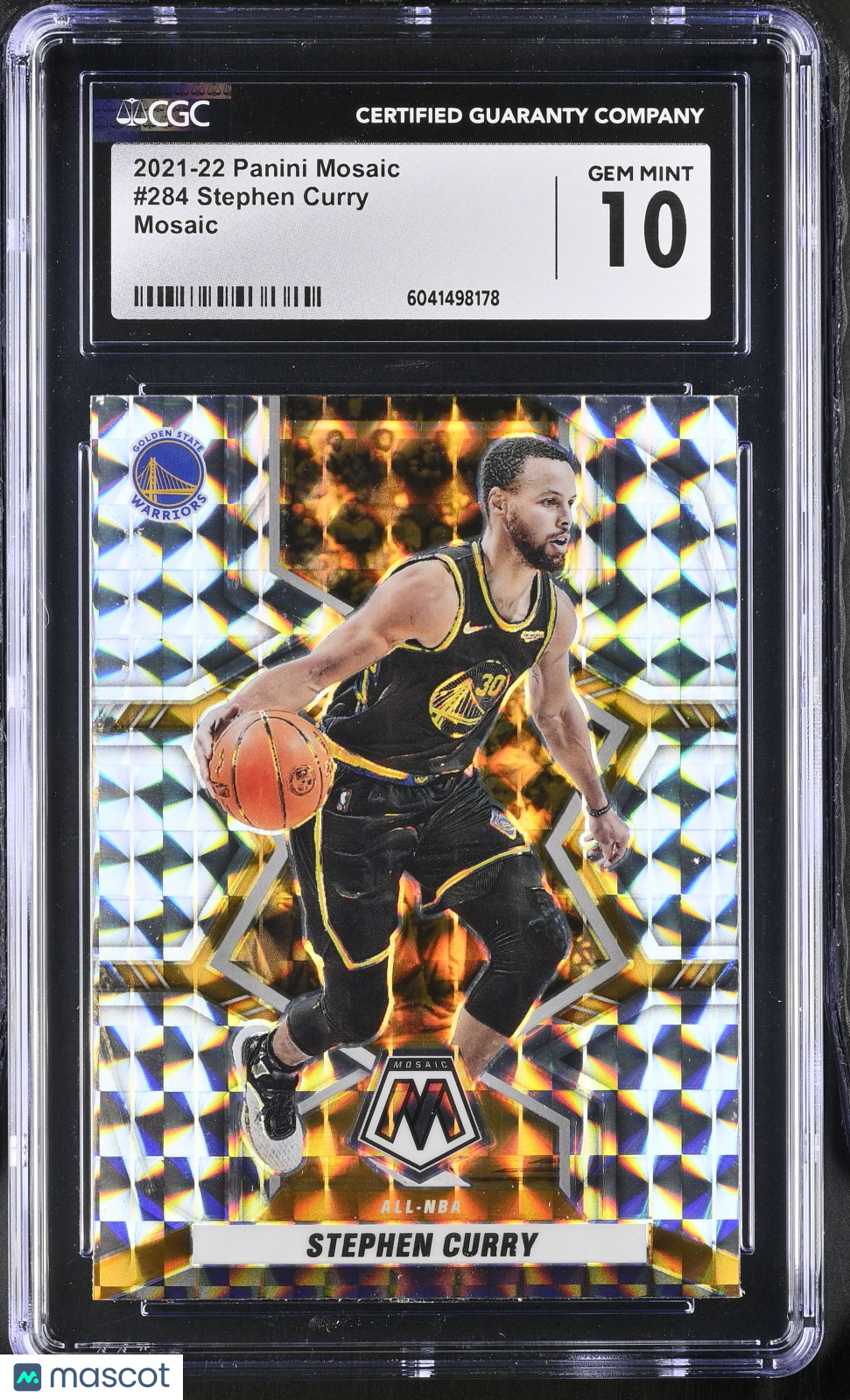 front-watermark-V2_230a98f2-cce3-46d3-b399-677169b26c37 2021-22 Panini Mosaic Stephen Curry #284 Mosaic CGC 10 - Image 1