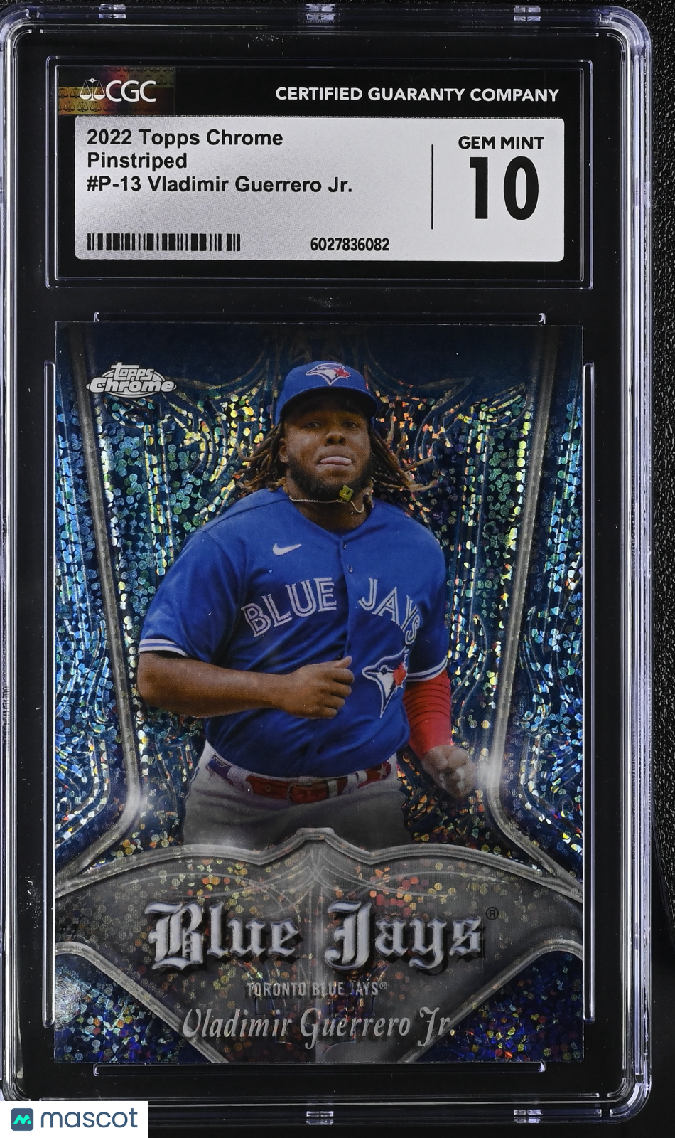 front-watermark-V2_2f91c678-1e59-465e-96d7-4d8443b2c948 2022 Topps Chrome Vladimir Guerrero Jr. #P-13 Pinstriped CGC 10 - Image 1