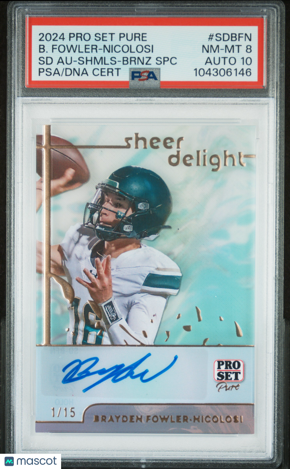 front-watermark-V2_30dc53e1-95ac-4188-a123-fc7674c1986b 2024 Leaf Pro Set Pure Sheer Delight Auto B. Fowler-Nicolosi #SDBFN 1/15 PSA 8 - Image 1