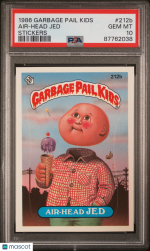 1986 Garbage Pail Kids Stickers Air-Head Jed #212b PSA 10