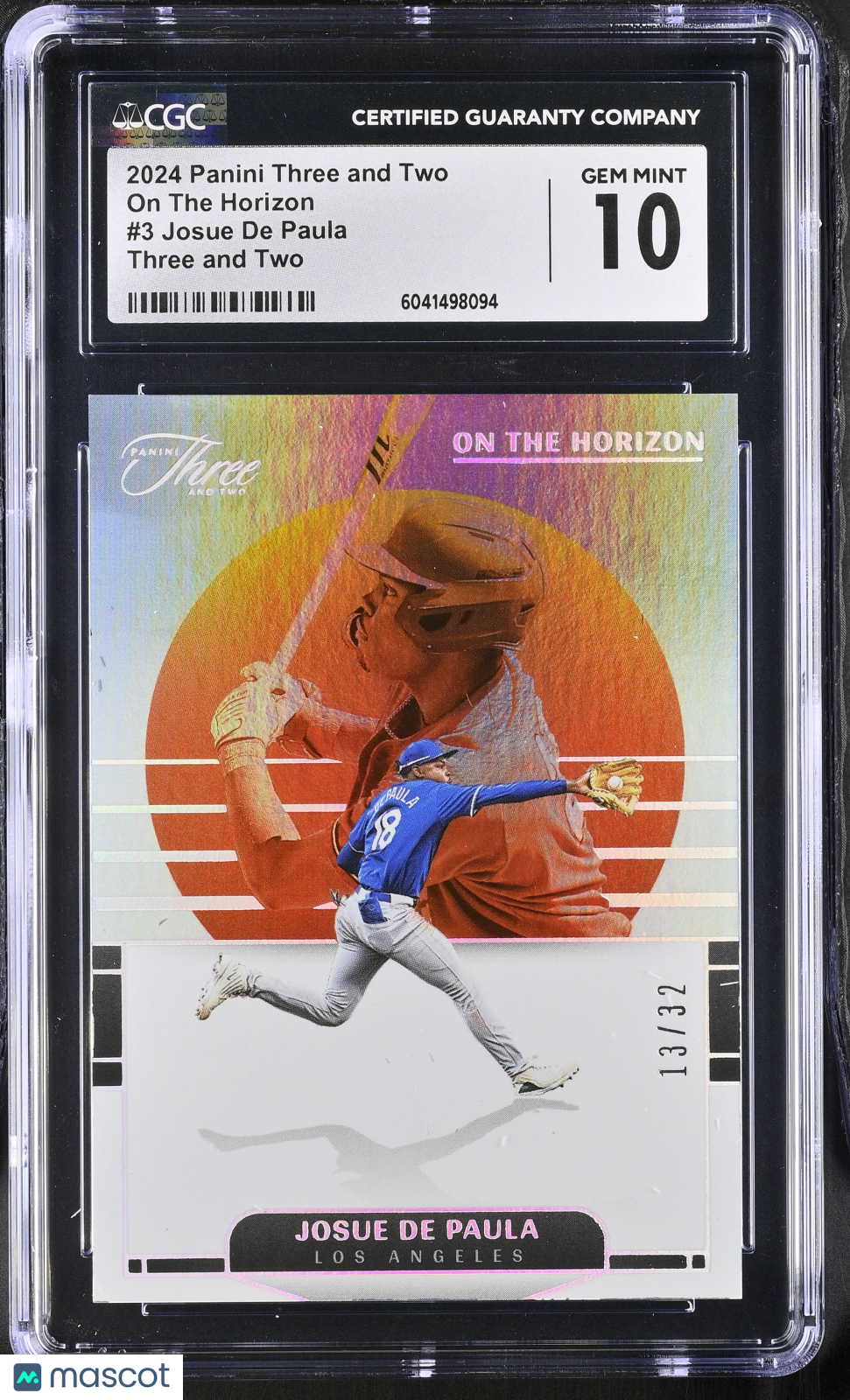 front-watermark-V2_3a921163-82fa-452d-8b8b-22b2bee51900 2024 Panini Three and Two Josue De Paula #3 Three and Two On The Horizon CGC 10 - Image 1