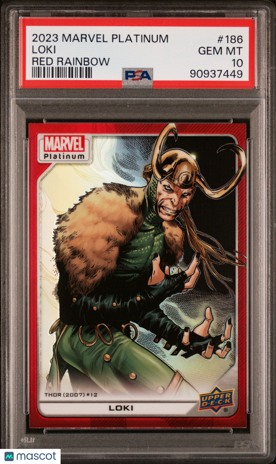 front-watermark-V2_3bad12ca-a97c-4ee0-bc52-cecd287cbae6 2023 Upper Deck Marvel Platinum Loki #186 PSA 10 - Image 1