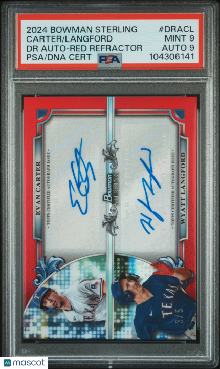 2024 Bowman Sterling Dual Refractor AUTO Carter Langford #DRACL 3 / 5 PSA 9 RF