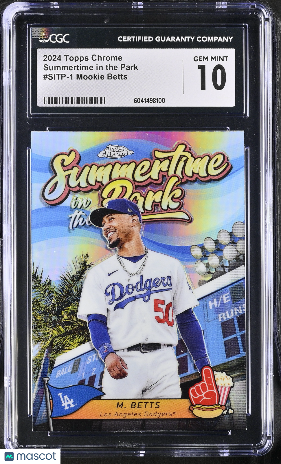 front-watermark-V2_482e7c08-30c4-435d-ad9f-dbcfcabd2052 2024 Topps Chrome Mookie Betts #SITP-1 Summertime in the Park CGC 10 - Image 1