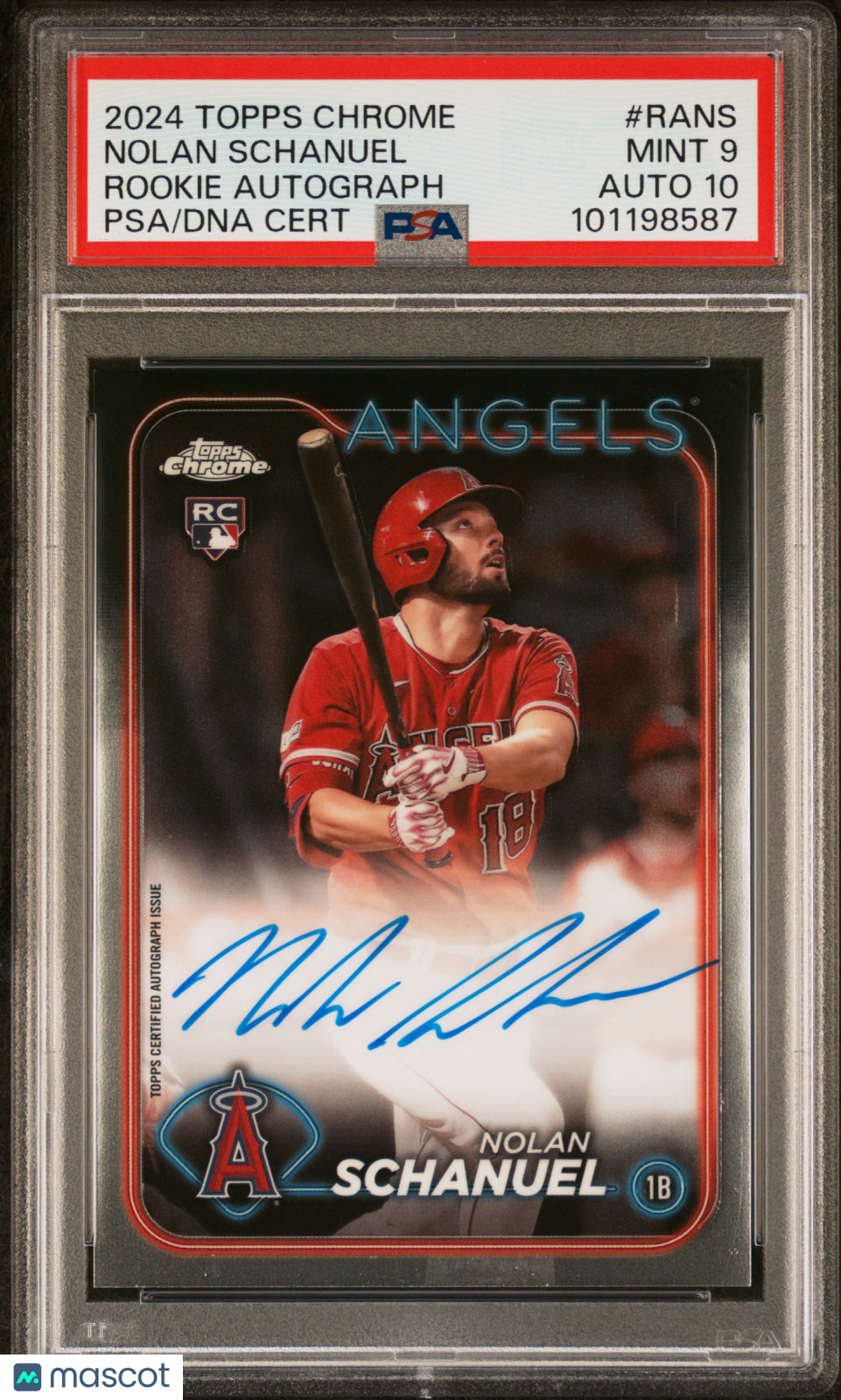front-watermark-V2_4a0e2009-e3e9-4745-9e61-32e0efa1c311 2024 Topps Chrome Rookie Autographs Nolan Schanuel #RANS PSA 9 - Image 1