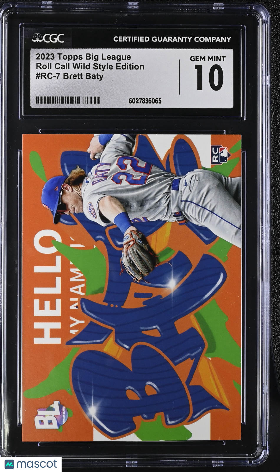 front-watermark-V2_4a6611ac-596d-46f9-99af-b717d0359124 2023 Topps Big League Brett Baty #RC-7 Roll Call Wild Style Edition CGC 10 - Image 1