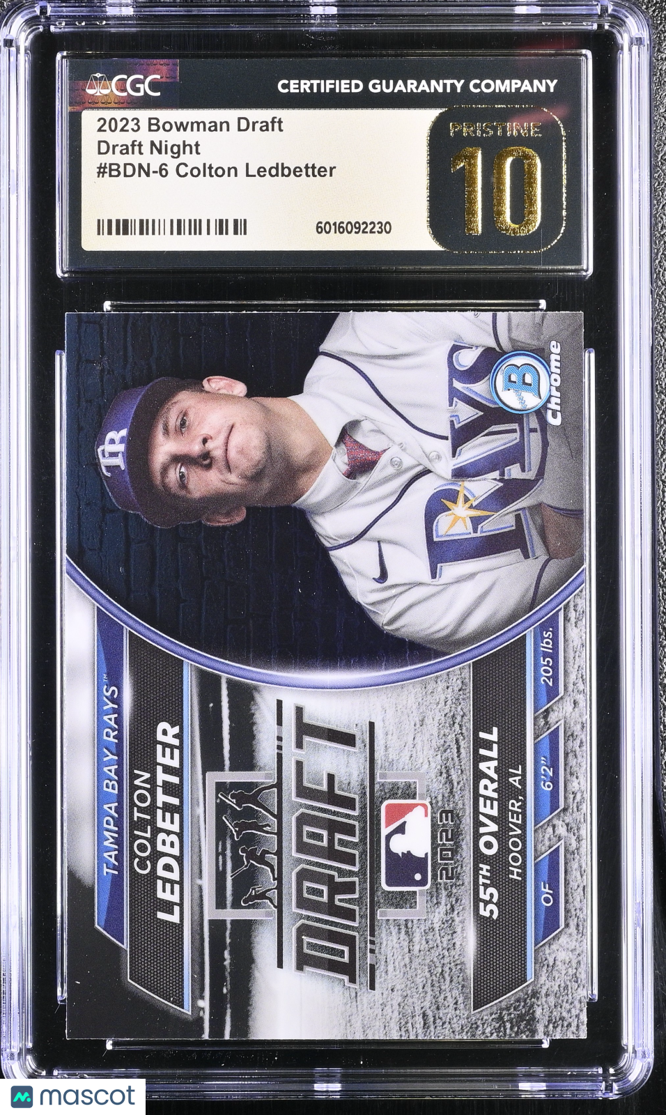 front-watermark-V2_4b37993f-651d-421b-aa21-56aa58409bc5 2023 Bowman Draft Colton Ledbetter #BDN-6 Draft Night CGC 10 - Image 1