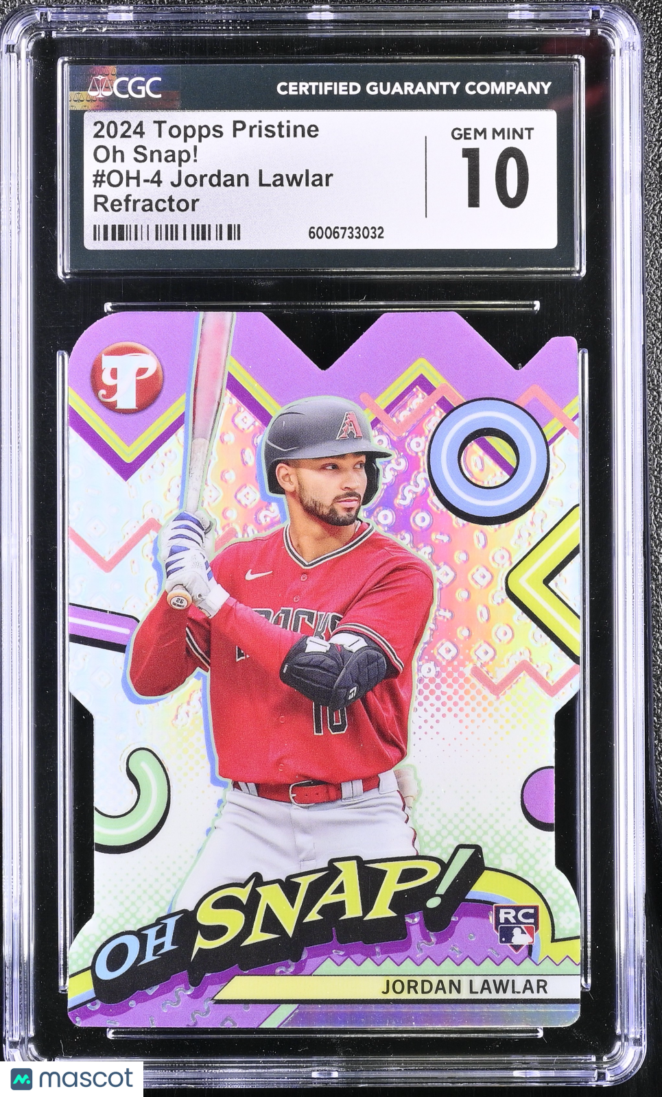 front-watermark-V2_4d1fd0c1-85a5-49b1-a065-e8f818602f22 2024 Topps Pristine Jordan Lawlar #OH-4 Oh Snap! CGC 10 - Image 1