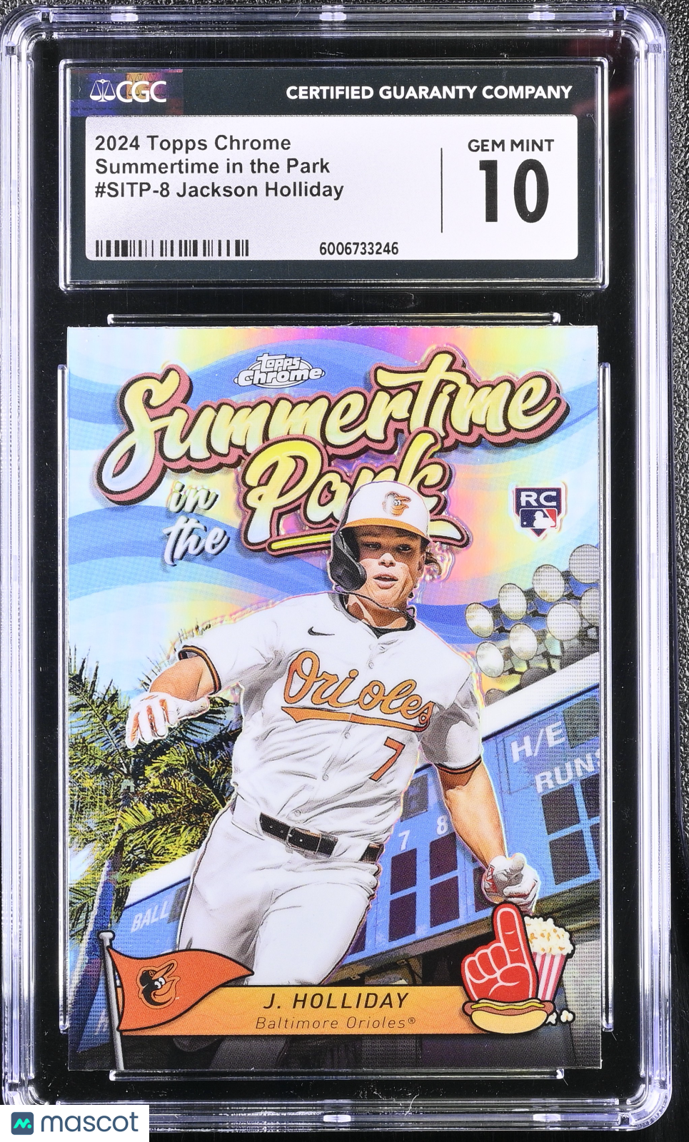 front-watermark-V2_4f11777a-06d8-4fe1-a023-7a2c126839fd 2024 Topps Chrome Jackson Holliday #SITP-8 Summertime in the Park CGC 10 - Image 1