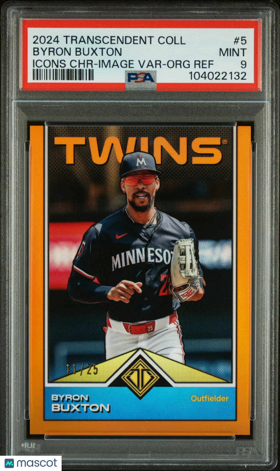front-watermark-V2_5158aae7-9b0b-432a-95c9-23c1be91675b 2024 Topps Transcendent Collection Byron Buxton #5 PSA 9 - Image 1