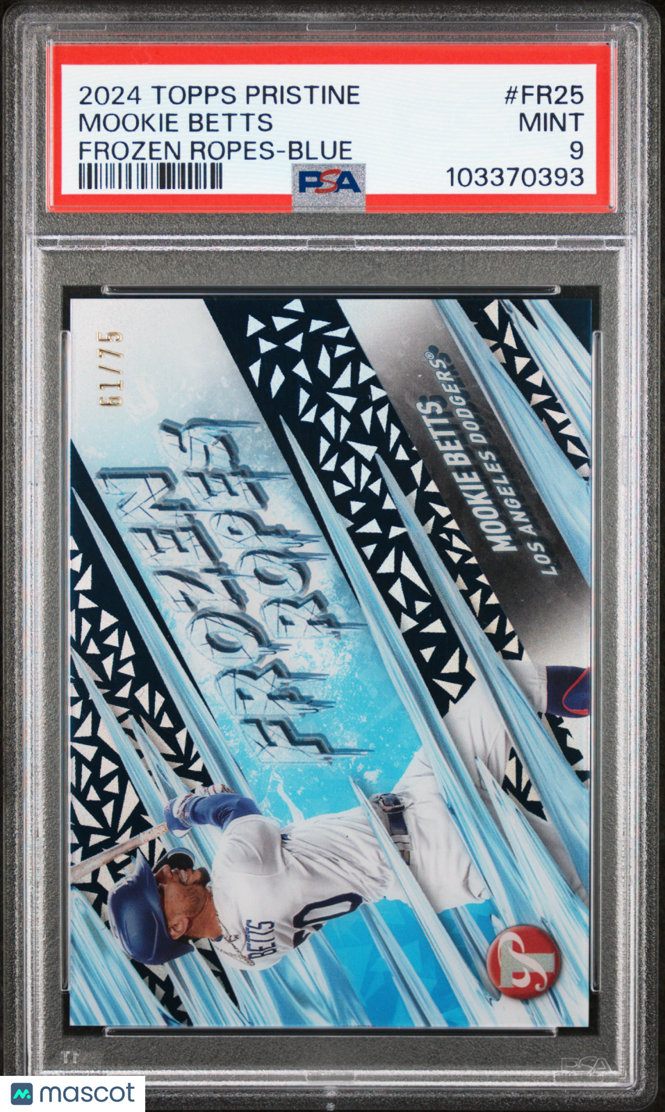 front-watermark-V2_527baba1-0eb8-4bef-980f-83f9ea09365b 2024 Topps Pristine Frozen Ropes Mookie Betts #FR25 PSA 9 - Image 1