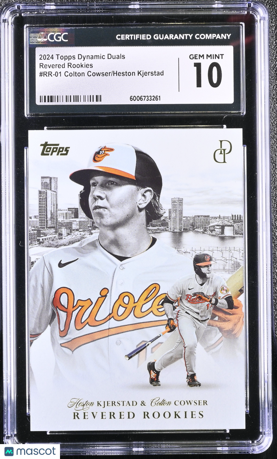front-watermark-V2_560e77c9-851c-4339-ad39-fe8b21bf67c1 2024 Topps Dynamic Duals Colton Cowser/Heston Kjerstad #RR-01 Revered Rookies CGC 10 - Image 1