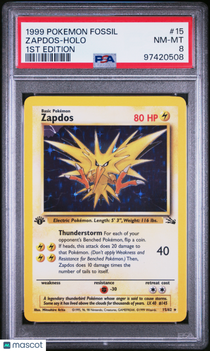Pokemon TCG Zapdos #15 1ST Edition PSA 8