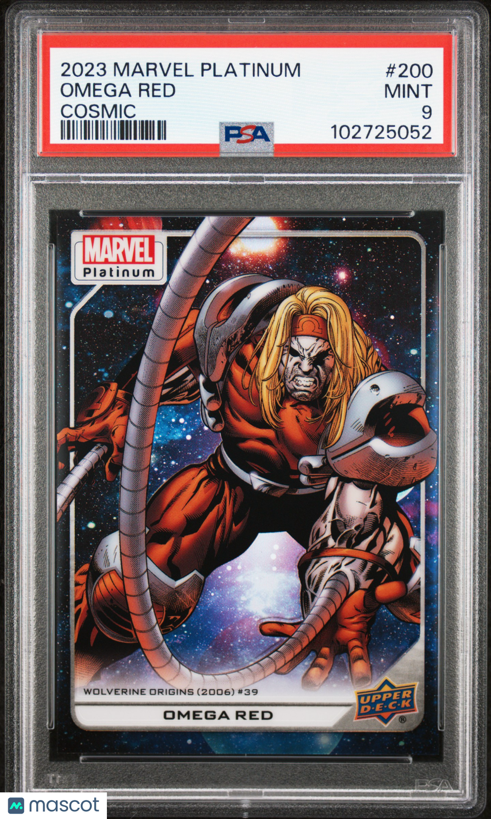 front-watermark-V2_61560852-2e1b-4eca-95a0-ef0a24afa767 2023 Upper Deck Marvel Platinum Omega Red #200 PSA 9 - Image 1