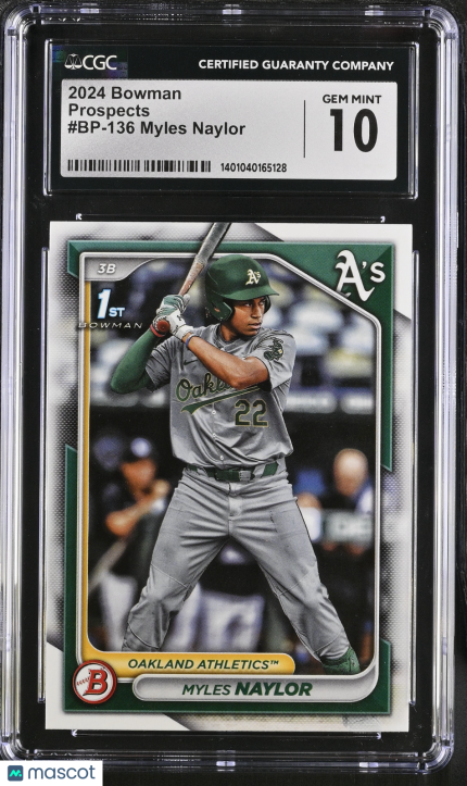 2024 Bowman Myles Naylor #BP-136 Prospects CGC 10
