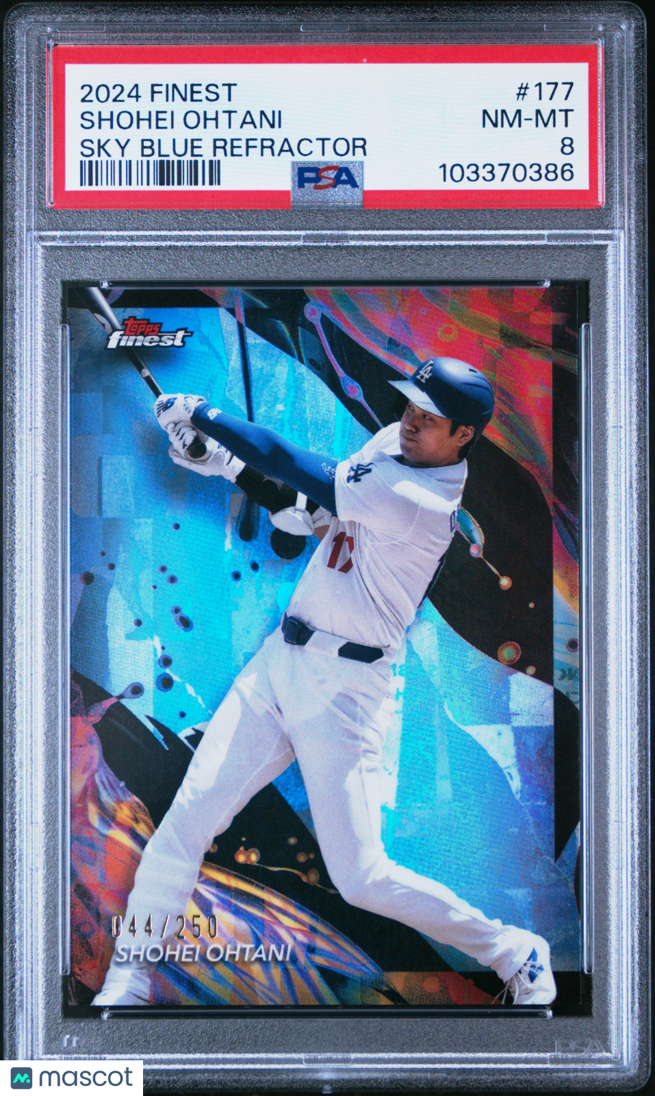 front-watermark-V2_64ea5806-e61c-4f99-ac23-3e6292915651 2024 Topps Finest Shohei Ohtani #177 PSA 8 - Image 1