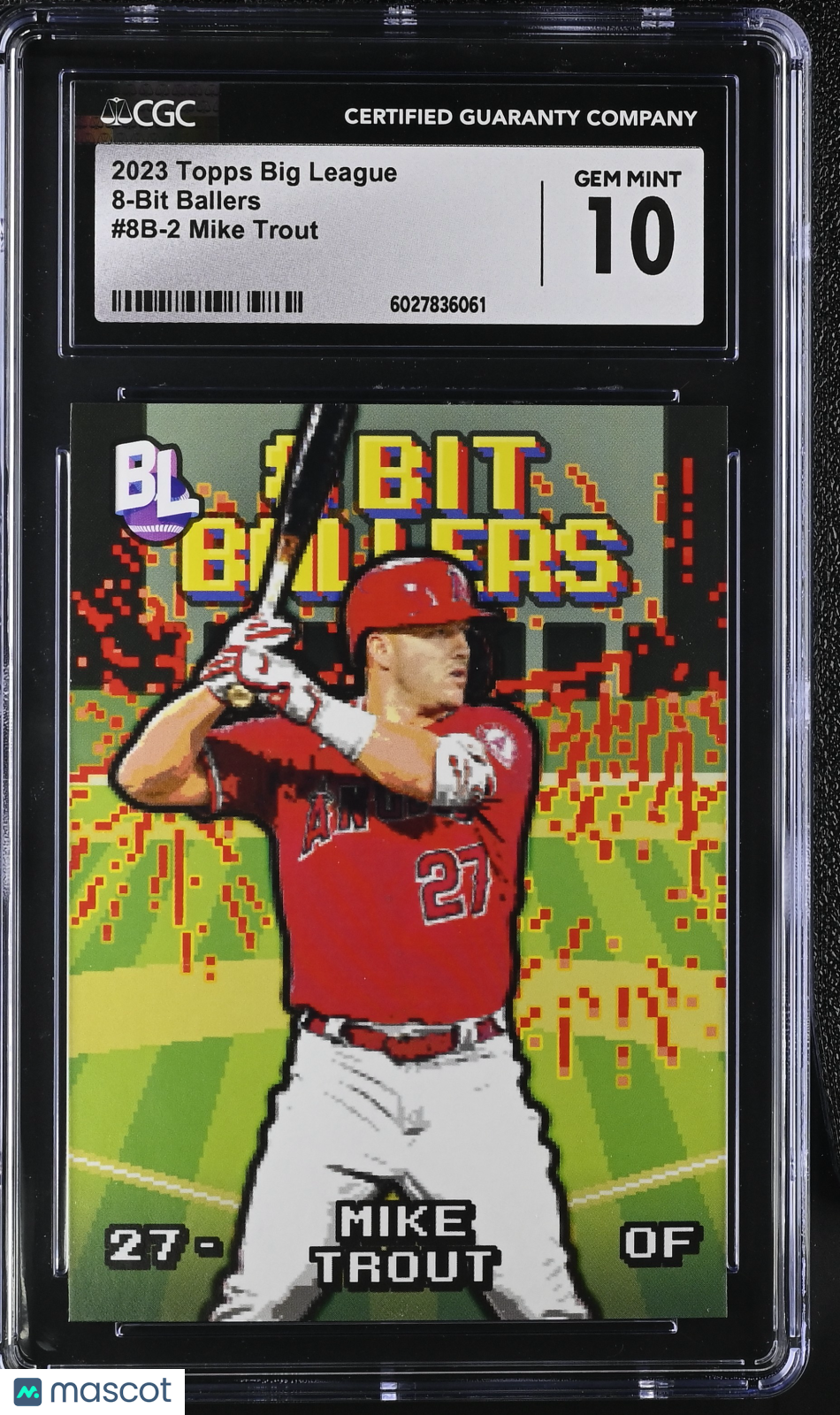 front-watermark-V2_6968bc65-485b-4e81-8d8b-3a3533593c5c 2023 Topps Big League Mike Trout #8B-2 8-Bit Ballers CGC 10 - Image 1