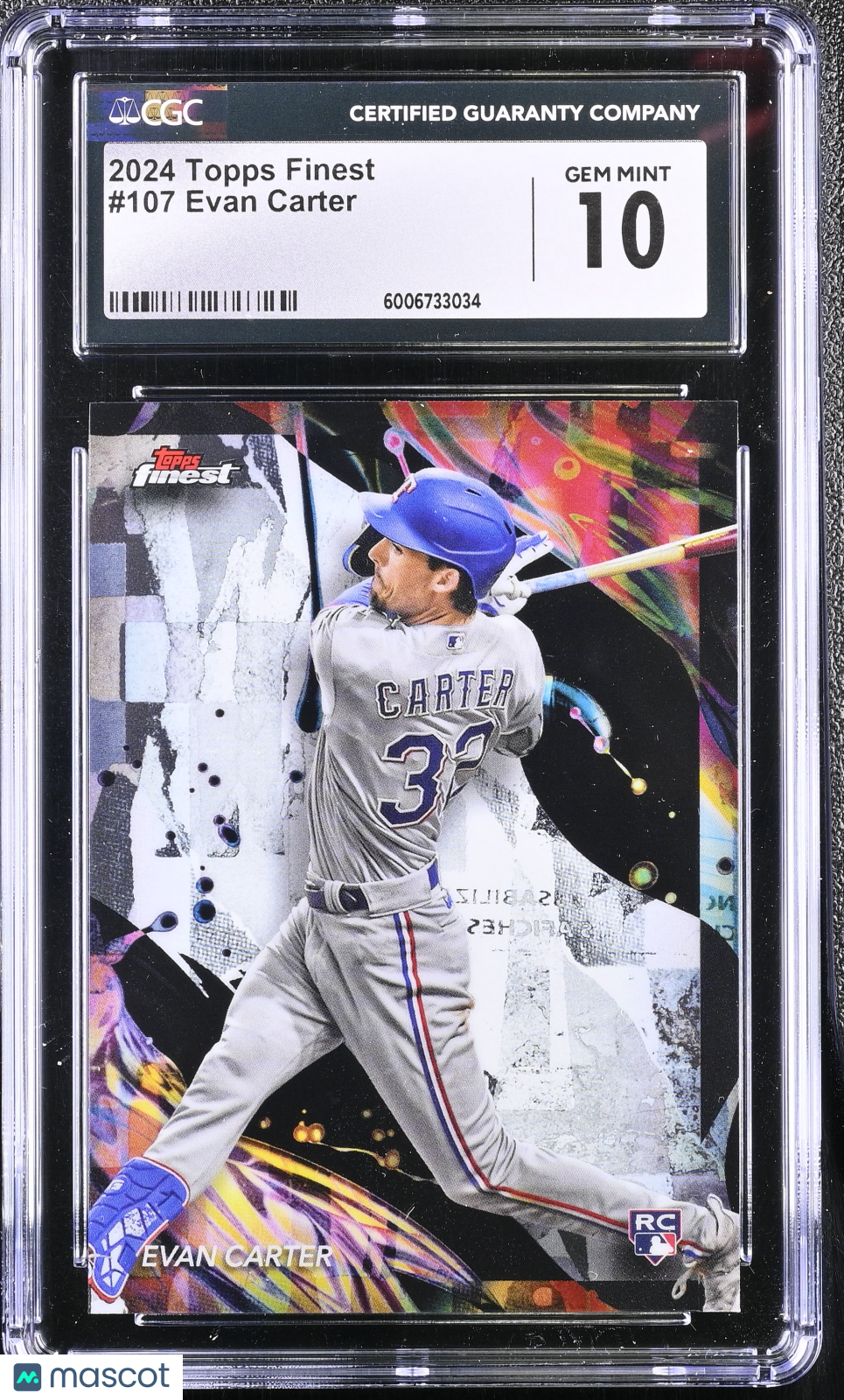 front-watermark-V2_6e5e3844-b72e-4178-a79f-c614367a0d9e 2024 Topps Finest Evan Carter #107 CGC 10 - Image 1
