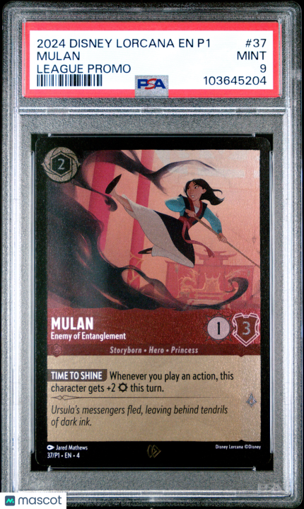 Disney Lorcana TCG Mulan #37 League Promo PSA 9