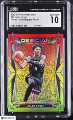 2023-24 Panini Obsidian Jalen Green #53 Electric Etch Reggae Flood CGC 10