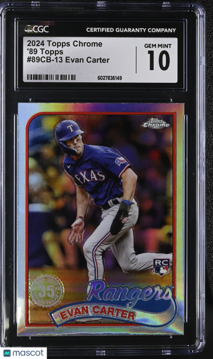 2024 Topps Chrome Evan Carter #89CB-13 '89 Topps CGC 10