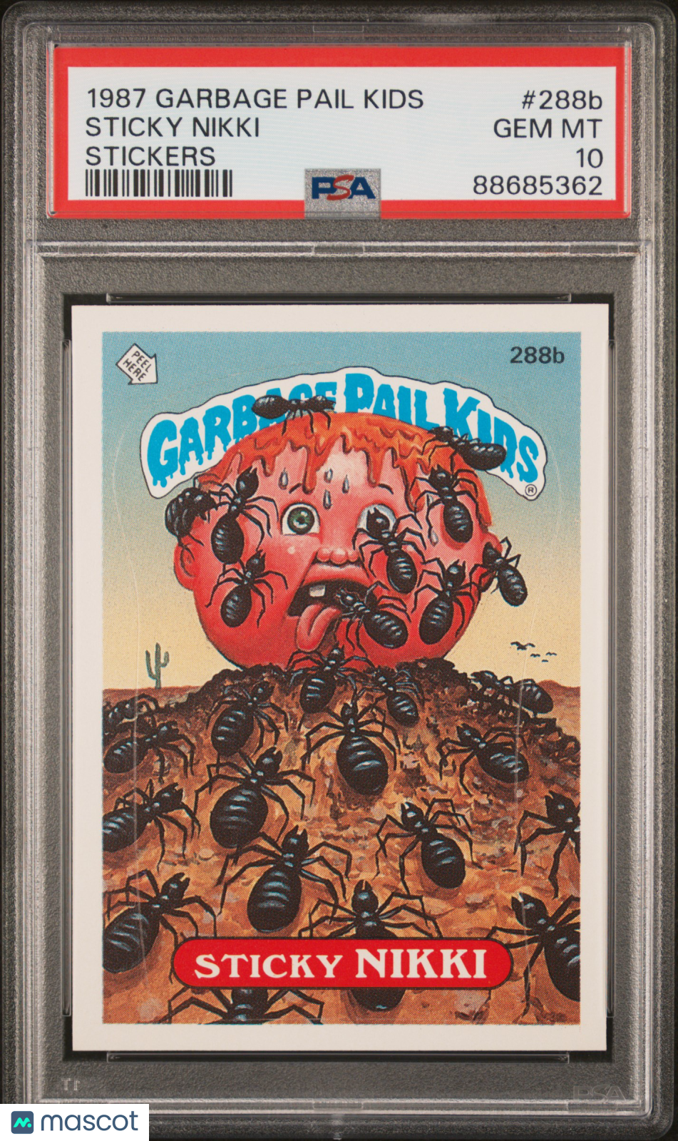 front-watermark-V2_799483e2-e023-4443-a6b0-d2e841b3f720 1987 Garbage Pail Kids Stickers Sticky Nikki #288b PSA 10 - Image 1